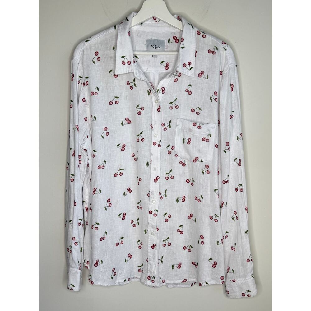Rails Charli Cherry Print Long Sleeve Button-Up Shirt. - Picture 4 of 12